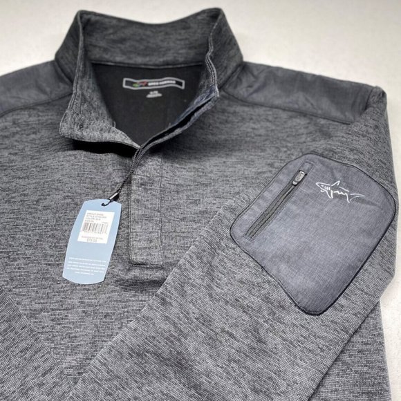 Greg Norman Pullover Men Sweater XL Button Mock Neck Long Sleeve Pocket Blk/Grey - Picture 5 of 12